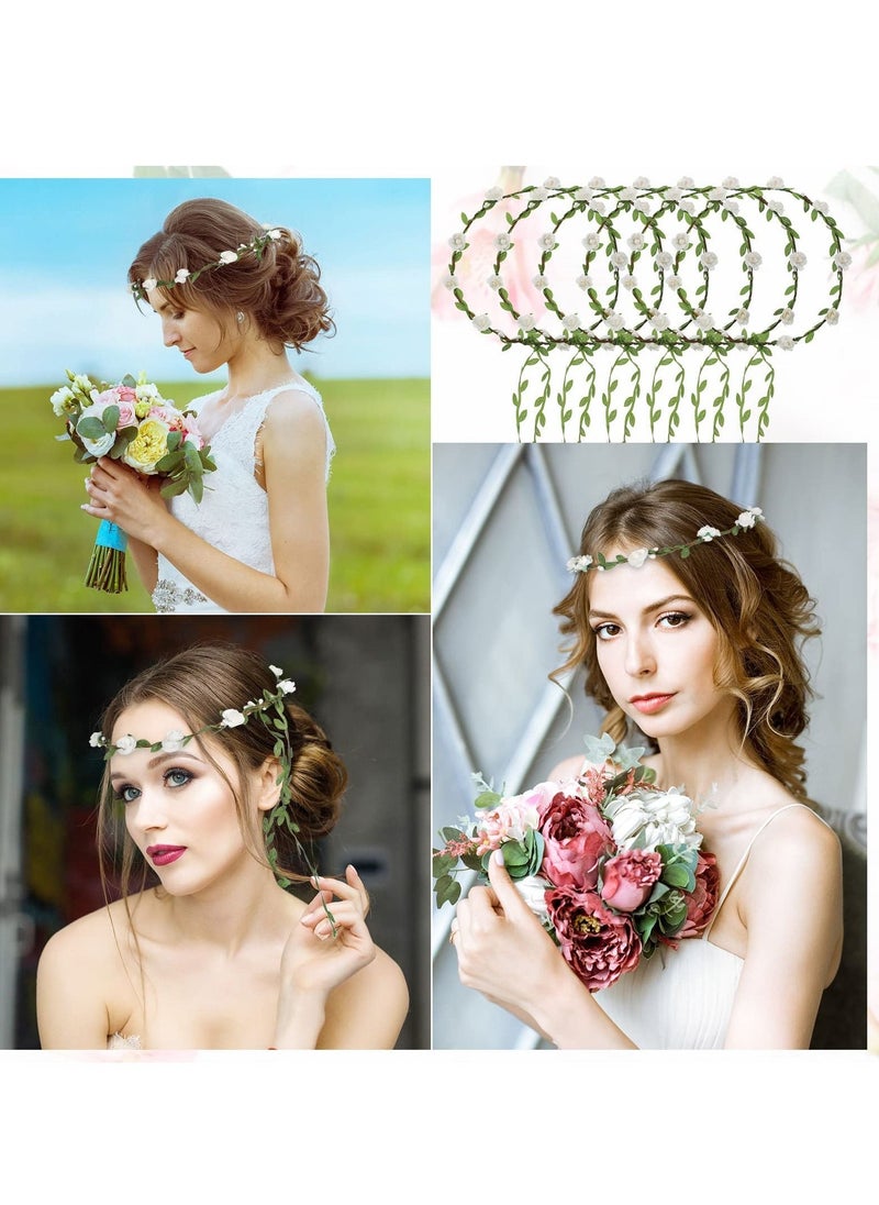 Excefore Flower Crown Headband, Women Garland Headband, Hair Floral Wreath Boho Headpiece, Flower Crown Headband for Girls Wedding Festival Hair Accessories  - Image 5