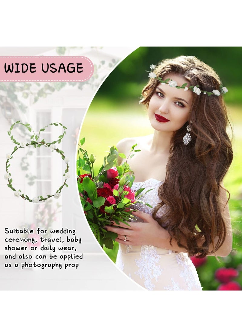Excefore Flower Crown Headband, Women Garland Headband, Hair Floral Wreath Boho Headpiece, Flower Crown Headband for Girls Wedding Festival Hair Accessories  - Image 4