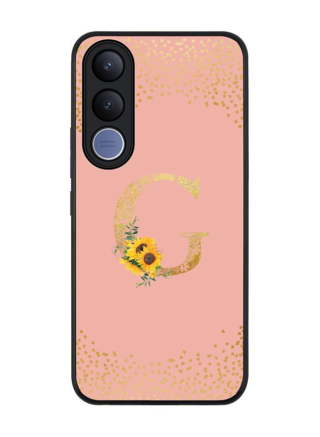Stylizedd For vivo V70 FE Case,Slim fit Camera Protection, Shockproof Thin Phone cover  - Custom Floral Monogram - G  (Rose Pink ) - Image 1