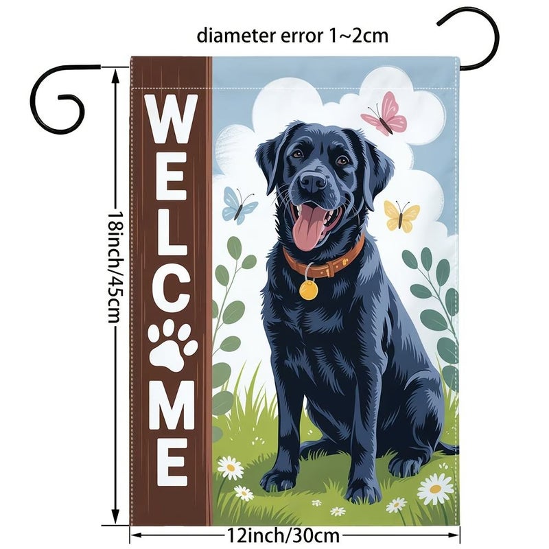 2D Flat 12x18 Inch Garden Flag Labrador Welcome Pattern Outdoor Yard Banner Holiday House Decor Suitable for Lawn Porch Terrace Courtyard - Image 2