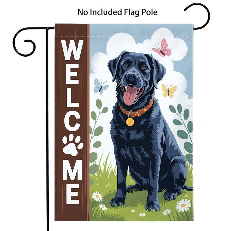 2D Flat 12x18 Inch Garden Flag Labrador Welcome Pattern Outdoor Yard Banner Holiday House Decor Suitable for Lawn Porch Terrace Courtyard - Image 3