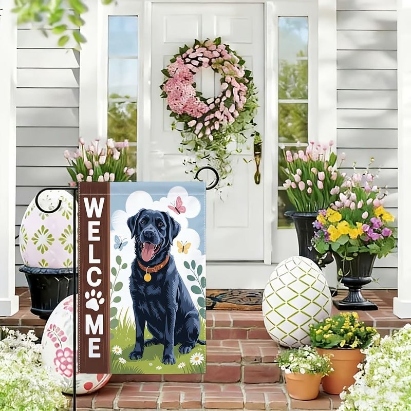 2D Flat 12x18 Inch Garden Flag Labrador Welcome Pattern Outdoor Yard Banner Holiday House Decor Suitable for Lawn Porch Terrace Courtyard - Image 4