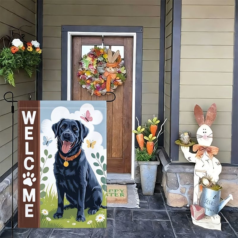 2D Flat 12x18 Inch Garden Flag Labrador Welcome Pattern Outdoor Yard Banner Holiday House Decor Suitable for Lawn Porch Terrace Courtyard - Image 5