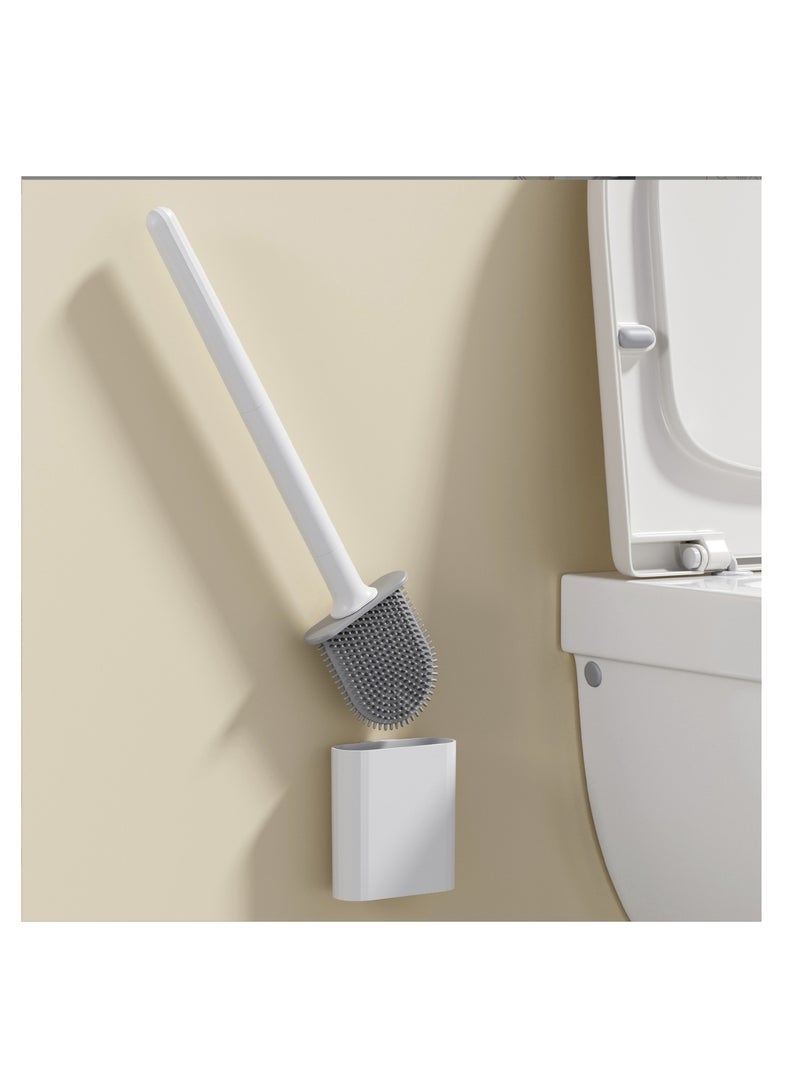 2 Pack Toilet Brush and Holder Set for Bathroom, Deep-Cleaning Silicone Toilet Bowl Brush with Non-Slip Long Plastic Handle(Black) - Image 2