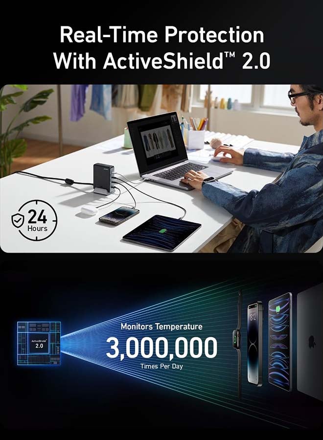 Anker 240W USB C Plug, Prime GaN Charger, 4-Port Fast Compact GaN Charger for MacBook Pro/Air, iPhone 17/16 Series, iPad Pro, Dell XPS, Galaxy S24/S23, Huawei, Xiaomi, Apple Watch, Vivo and More - Image 4