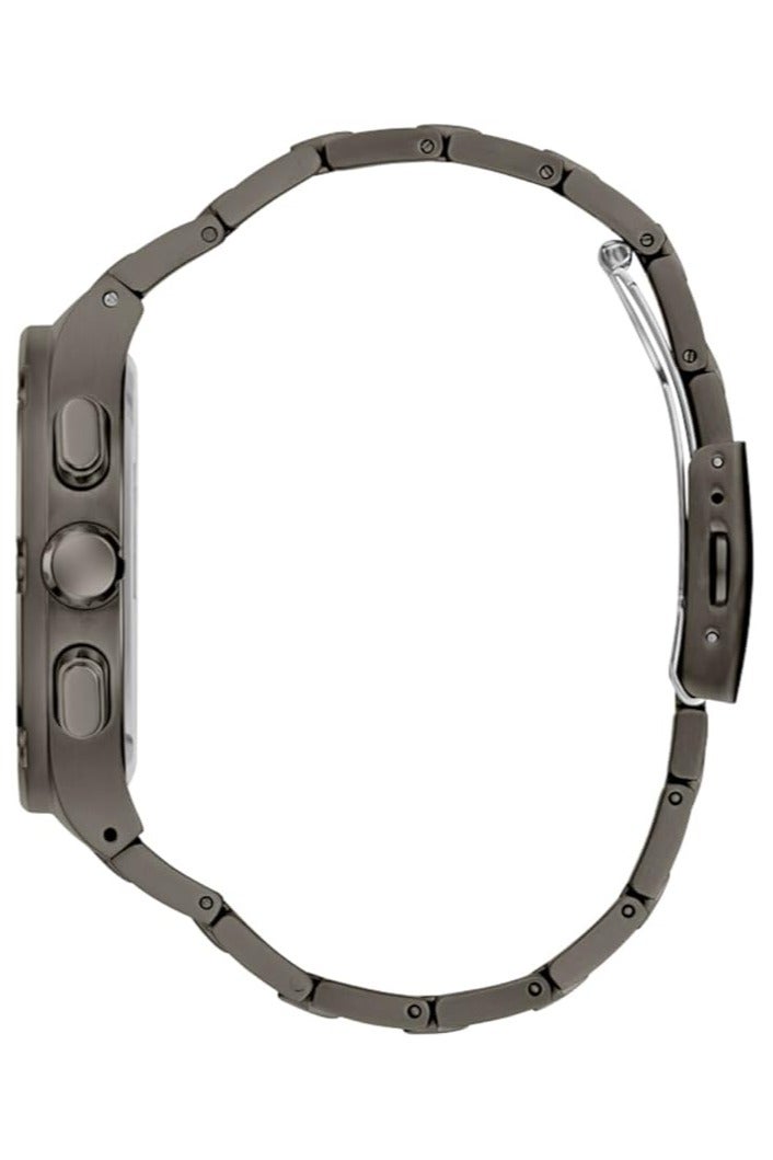 Guess Men's 42mm Watch - Black Strap Gunmetal Dial Silver Tone Case - Image 2