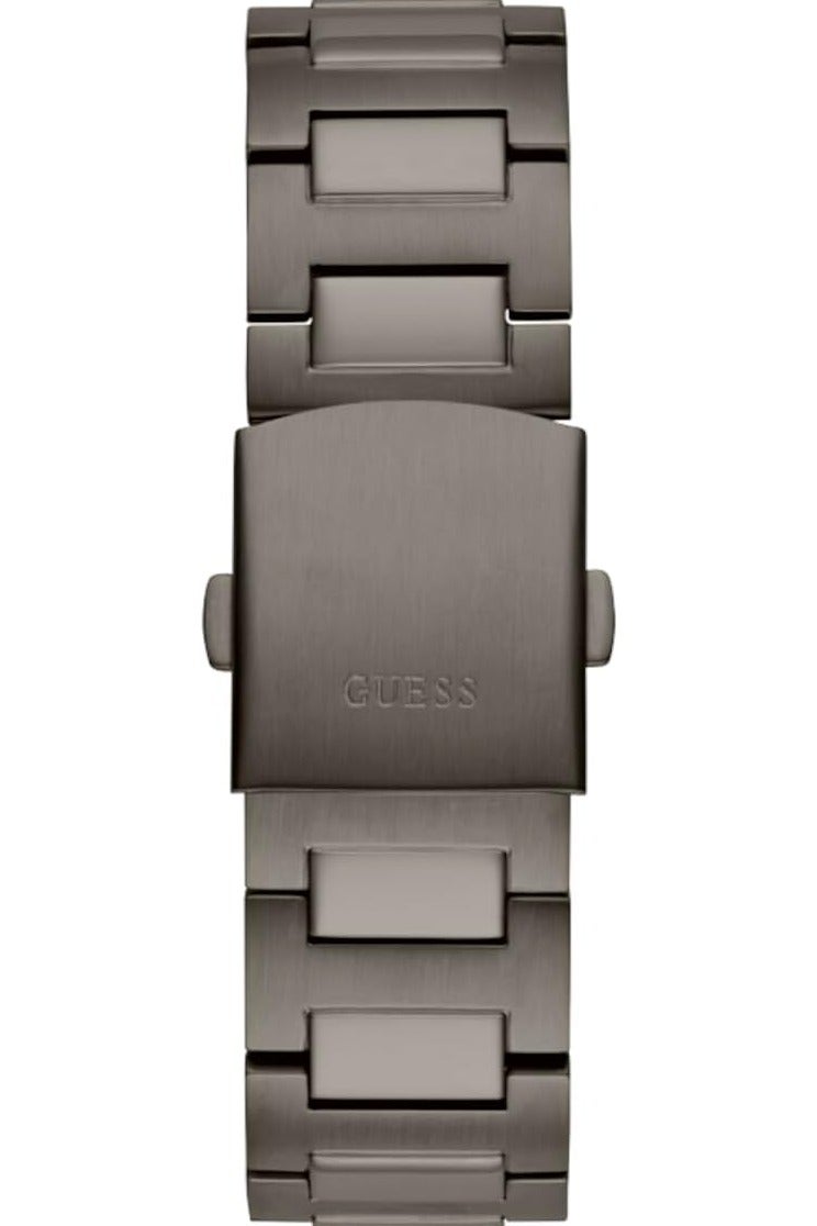Guess Men's 42mm Watch - Black Strap Gunmetal Dial Silver Tone Case - Image 3