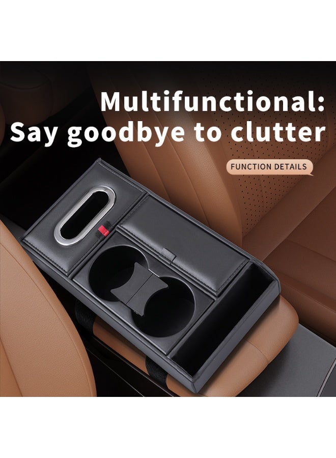 Soofam 4 in 1 Multipurpose Car Center Console heighten Cover, Leather Car Armrest Booster Pads, Leather Car Armrest Cover Protector, Armrest Box, Suitable for Most Vehicles, SUVs, Trucks, Cars (Beige) - Image 3