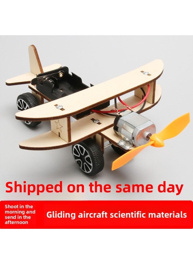 Science And Technology Production Innovation Small Invention Children Gliding Aircraft Science Small Production Handmade Diy Toy Work Materials-Color:Sliding Aircraft + Paint (battery Tools Included)