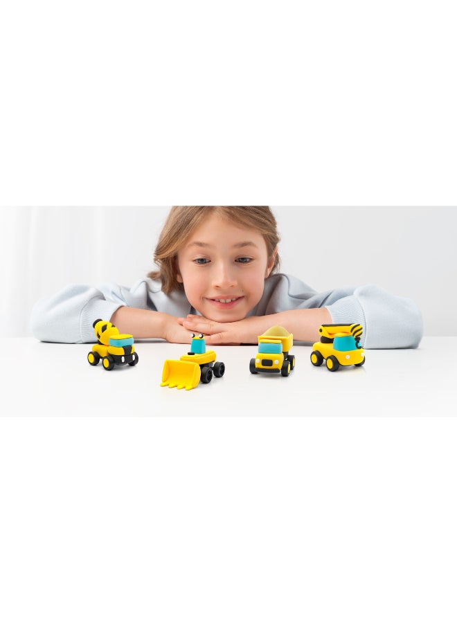 HEY CLAY CONSTRUCTION VEHICLES Colourful modelling air-dry clay, 12 cans with fun interactive app for kids 3 years + - Image 2