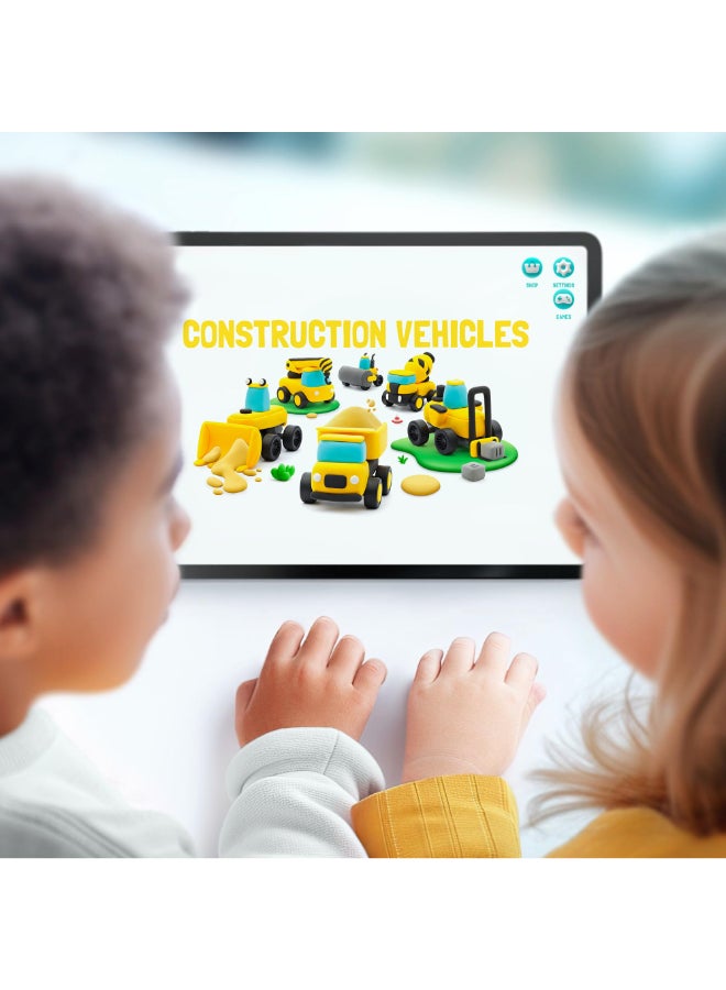HEY CLAY CONSTRUCTION VEHICLES Colourful modelling air-dry clay, 12 cans with fun interactive app for kids 3 years + - Image 5
