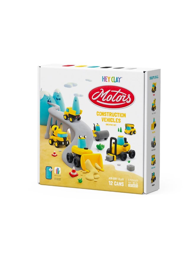 HEY CLAY CONSTRUCTION VEHICLES Colourful modelling air-dry clay, 12 cans with fun interactive app for kids 3 years + - Image 4