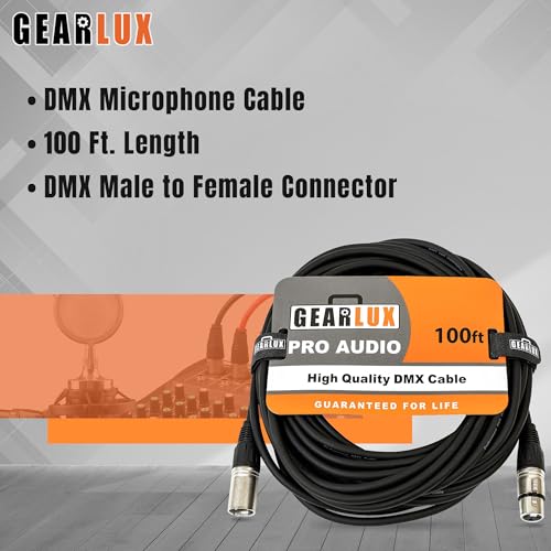 Gearlux DMX Cable, 3 Pin, Male to Female, 100 Feet - 2 Pack - Image 2