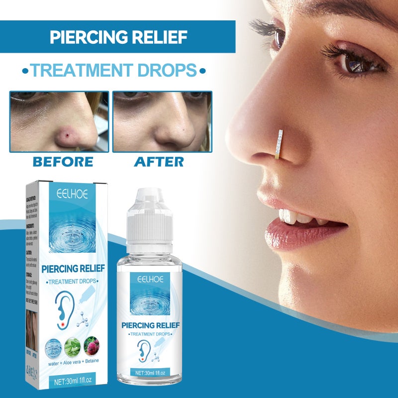 EELHOE 30ml Piercing Relief Treatment Drops Aftercare Treatment Gentle Soothing Bumps Keloid for Ears Nose Nipples Facial Body Areas - Image 2