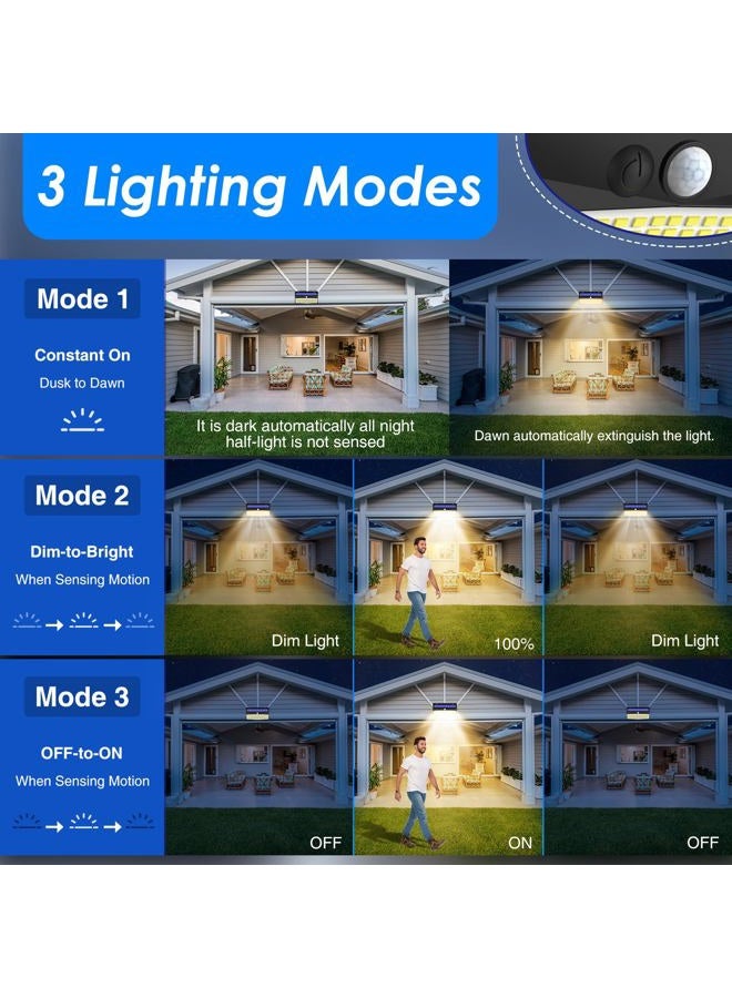 Peasur 368 LED Solar Motion Sensor Lights Outdoor, Solar Fence Lights with 3 Lighting Modes, Solar Powered Security Lights Waterproof for Outside Yard Wall Garden Backyard Step, Warm White - Image 2