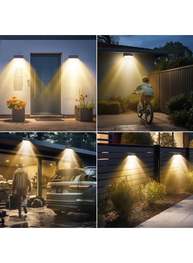 Peasur 368 LED Solar Motion Sensor Lights Outdoor, Solar Fence Lights with 3 Lighting Modes, Solar Powered Security Lights Waterproof for Outside Yard Wall Garden Backyard Step, Warm White - Image 5