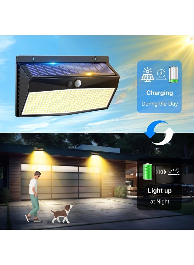 Peasur 368 LED Solar Motion Sensor Lights Outdoor, Solar Fence Lights with 3 Lighting Modes, Solar Powered Security Lights Waterproof for Outside Yard Wall Garden Backyard Step, Warm White - Image 4