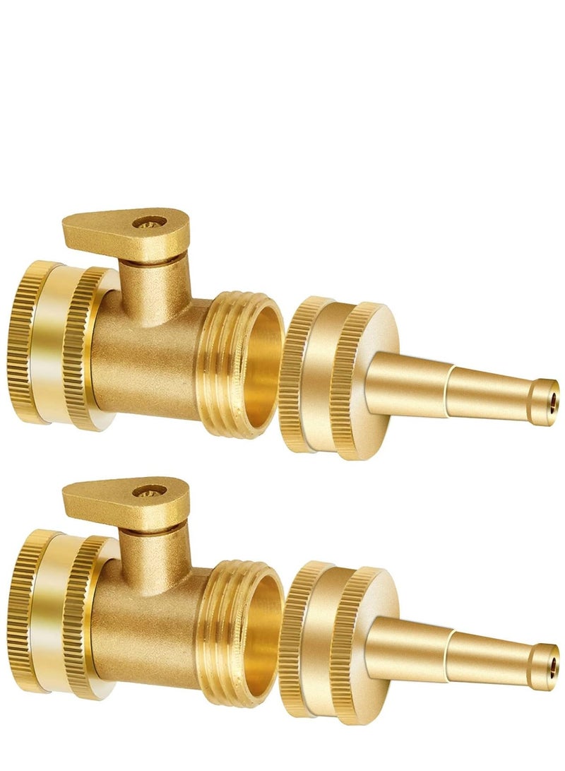 كاست ويف فوهة خرطوم عالية الضغط - فوهة رش خرطوم المياه مع صمام اغلاق خرطوم الحديقة من النحاس الصلب شديد التحمل 3/4 انش موصل جي اتش تي (قطعتان) - Image 1