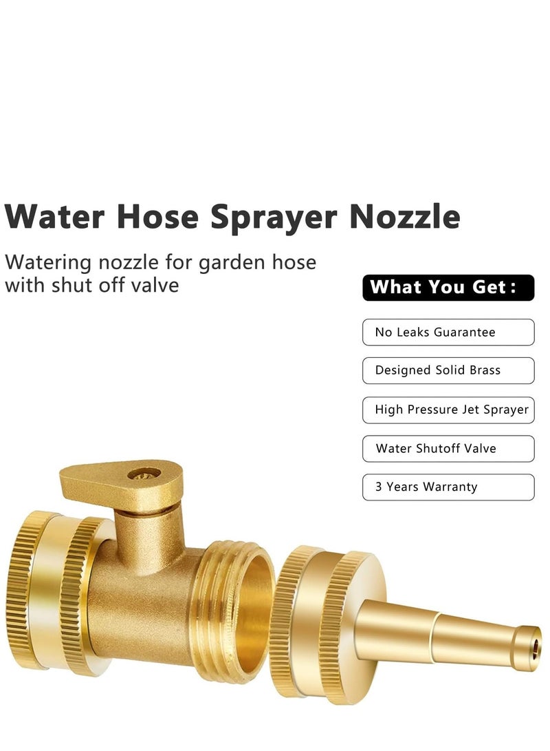 كاست ويف فوهة خرطوم عالية الضغط - فوهة رش خرطوم المياه مع صمام اغلاق خرطوم الحديقة من النحاس الصلب شديد التحمل 3/4 انش موصل جي اتش تي (قطعتان) - Image 2