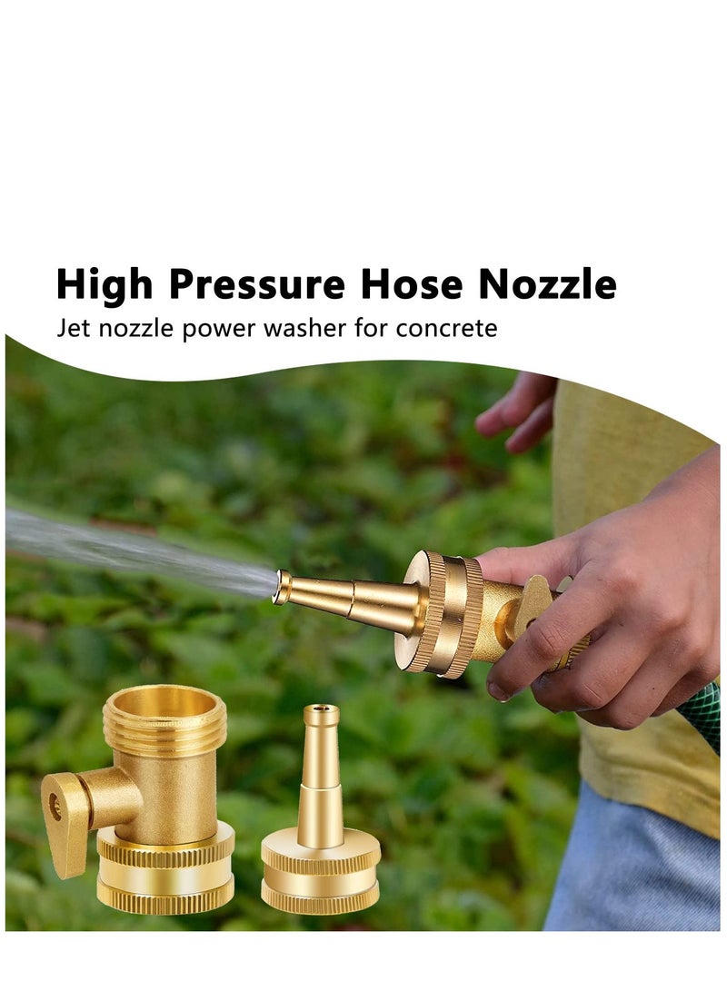 كاست ويف فوهة خرطوم عالية الضغط - فوهة رش خرطوم المياه مع صمام اغلاق خرطوم الحديقة من النحاس الصلب شديد التحمل 3/4 انش موصل جي اتش تي (قطعتان) - Image 4