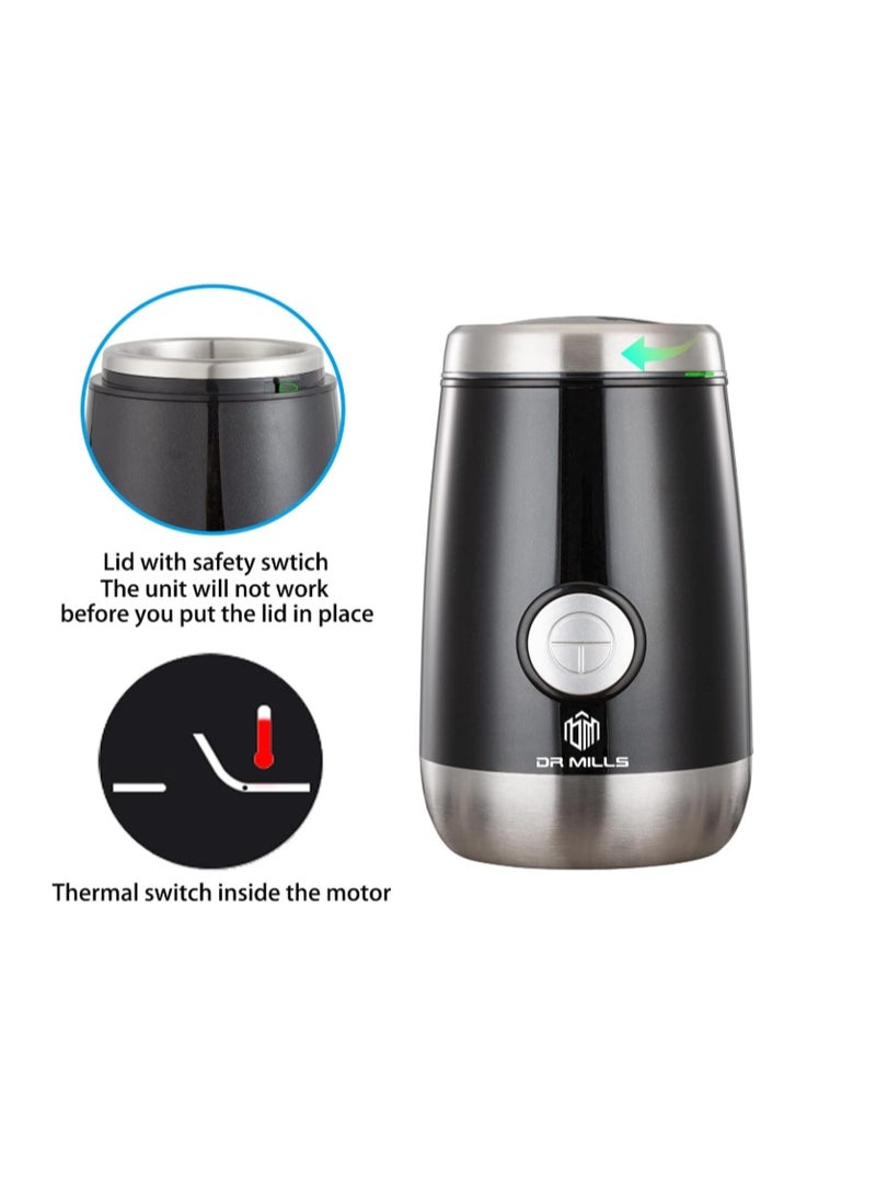 DR MILLS DM-7445 Coffee Grinder, Electric Coffee Bean and Dried Spice Grinder, One Touch Operation, Blade and cup made with SUS304 stainless steel - Image 5
