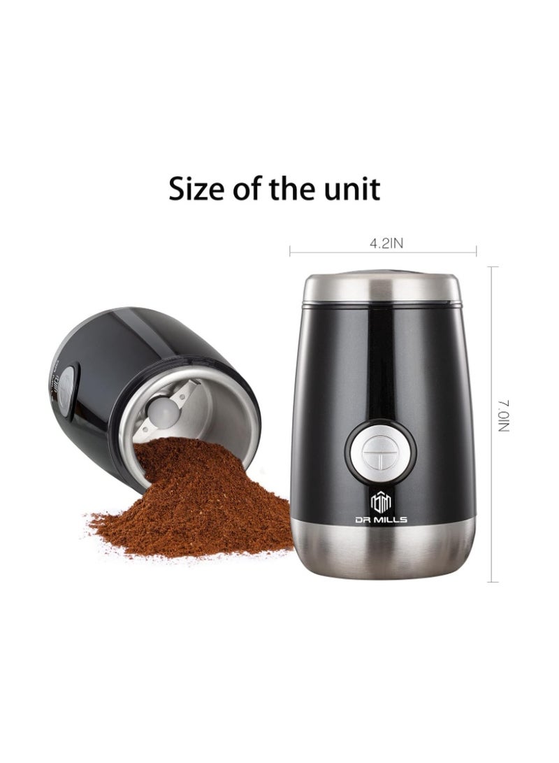 DR MILLS DM-7445 Coffee Grinder, Electric Coffee Bean and Dried Spice Grinder, One Touch Operation, Blade and cup made with SUS304 stainless steel - Image 2