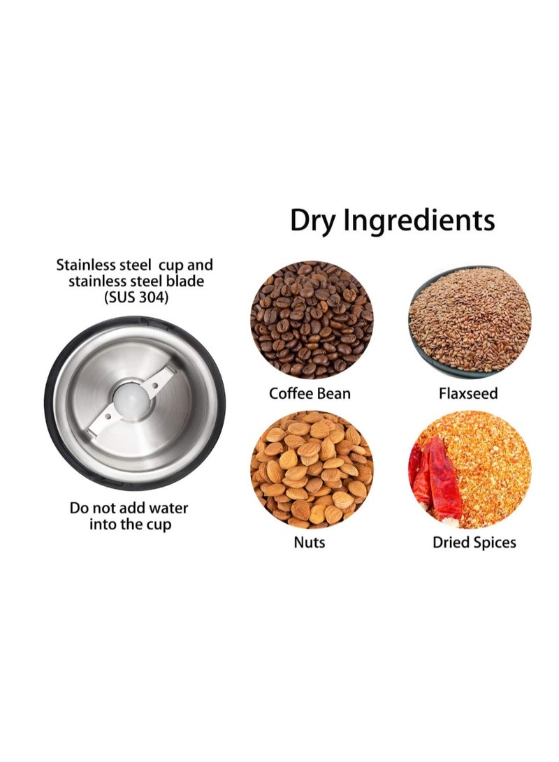 DR MILLS DM-7445 Coffee Grinder, Electric Coffee Bean and Dried Spice Grinder, One Touch Operation, Blade and cup made with SUS304 stainless steel - Image 4
