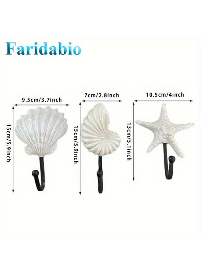 3pcs Mediterranean Style Resin Wall Hooks Coastal Decor for Bathroom Kitchen - Image 4