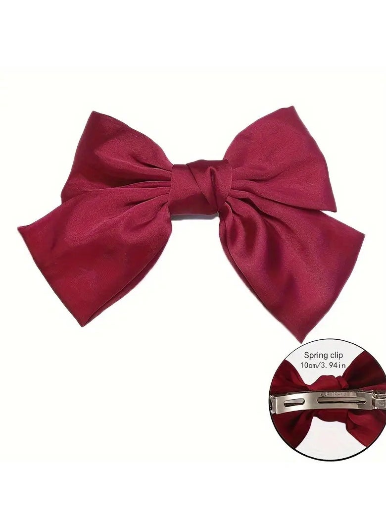 Goolsky Elegant Satin Bow Hair Clip - Chic Alloy Spring Barrette For Women, Versatile Solid Color Ponytail Holder Hair Accessories For Women Hair Ties For Women  - Image 1