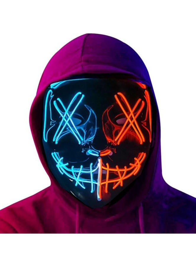 LED Light up Mask 2 Color Mask with 3 Light Modes Suitable for Rave Party Masquerade Costume Cosplay Party (C)  - Image 1