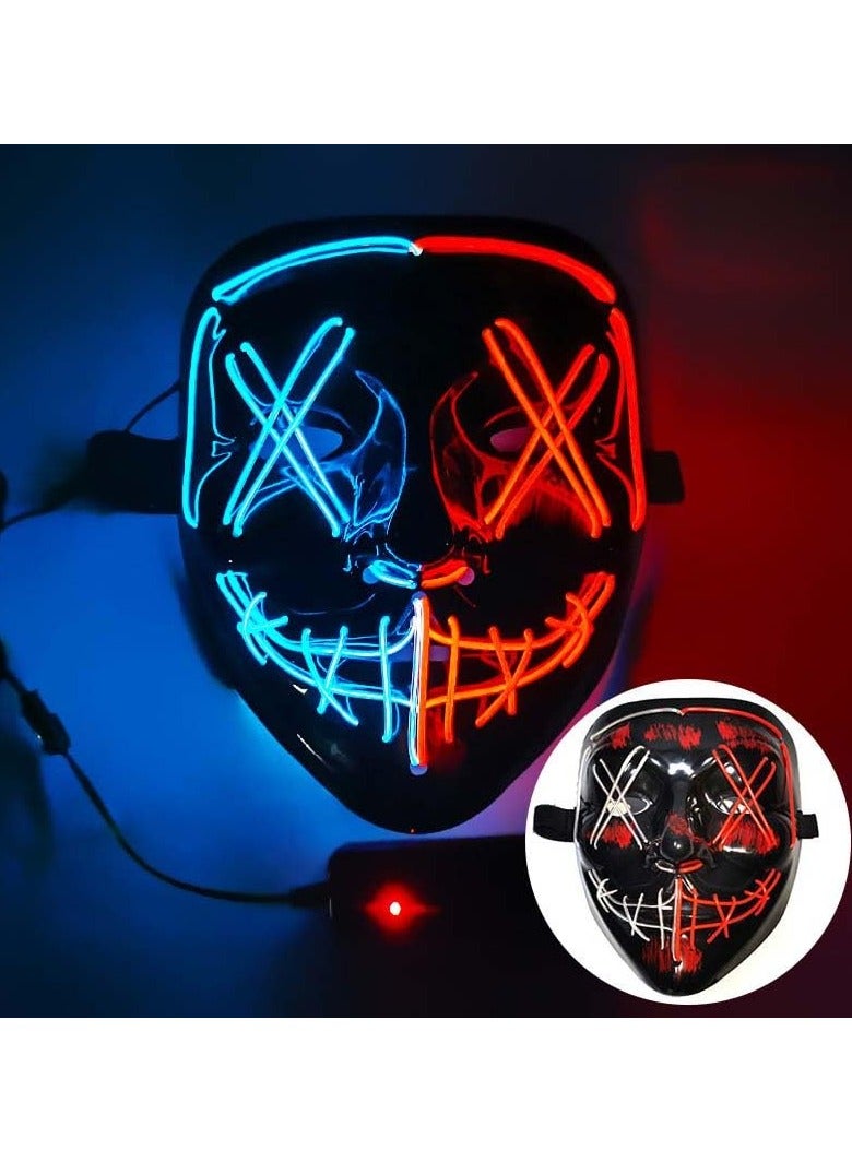 LED Light up Mask 2 Color Mask with 3 Light Modes Suitable for Rave Party Masquerade Costume Cosplay Party (C)  - Image 2