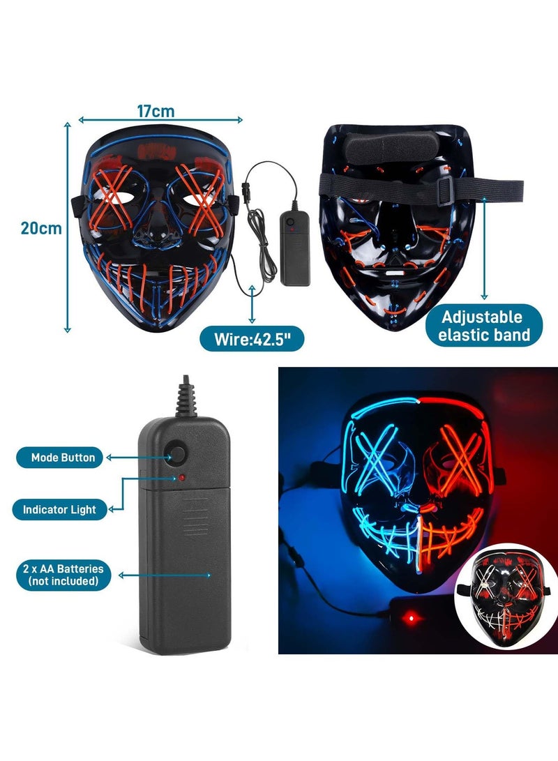 LED Light up Mask 2 Color Mask with 3 Light Modes Suitable for Rave Party Masquerade Costume Cosplay Party (C)  - Image 3