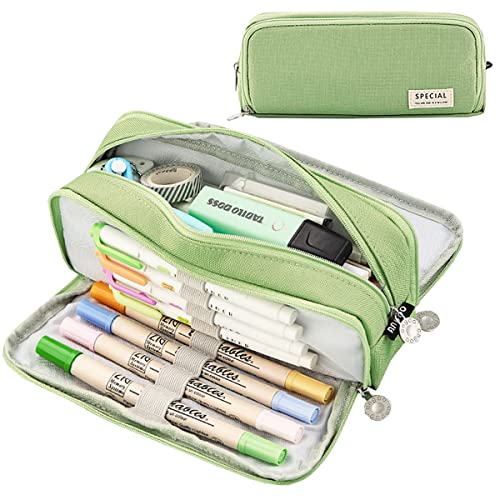 EHOPE Large Capacity Pencil Case Big Capacity Pouch Portable Large Storage Pen Case Pencil Bag for Office Travel Holder Box(Green) - Image 1