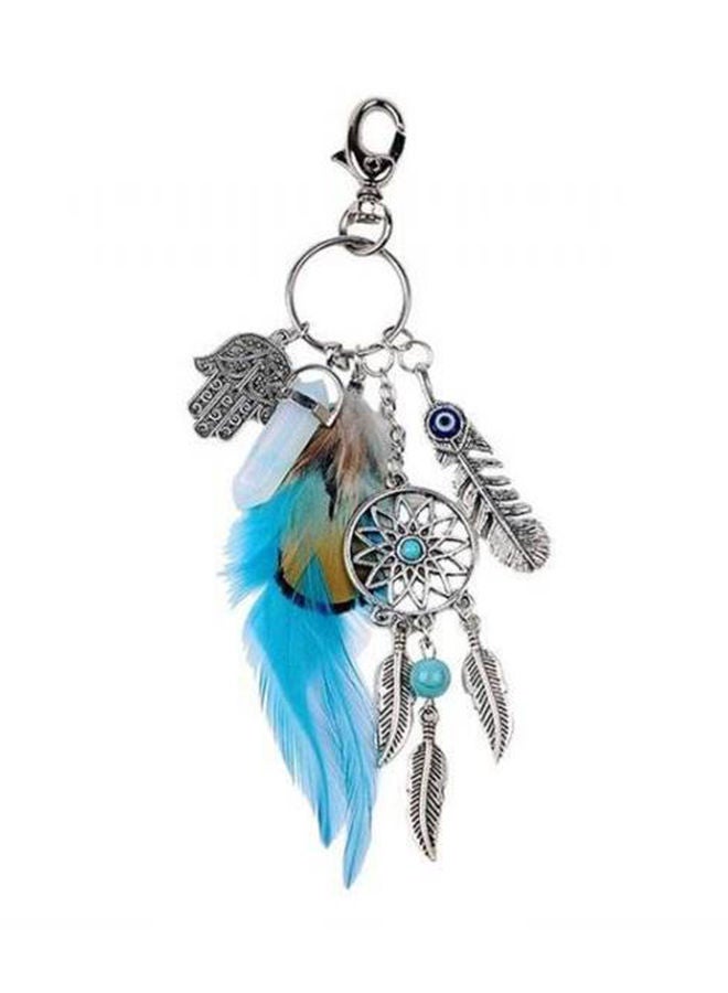 NIBEMINENT Natural Opal Stones Studded Boho Dreamcatcher Keychain