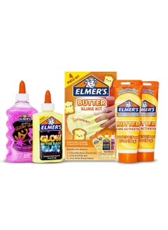 Elmer’s Butter Slime Kit, includes Classic Glitter and Glow-In-The-Dark Glues, And Butter Slime Activators - 4 Pieces Slime Kit