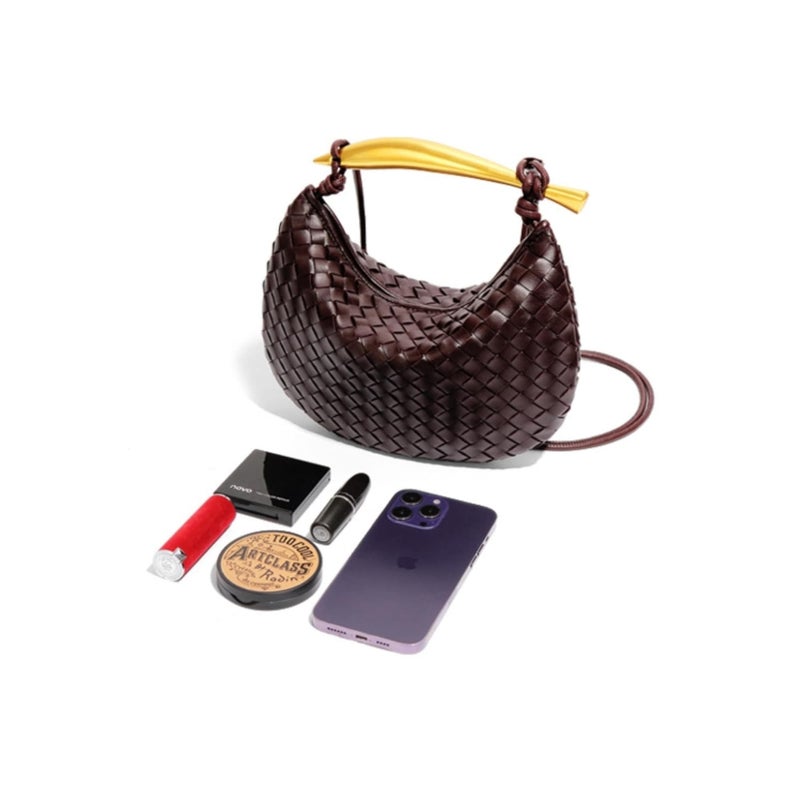 SOLARAE Woven Leather Handbags for Women Fashion Designer Clutch Purse Dumpling Bag Cute Ladies Trendy Small Hobo Bag - Image 2