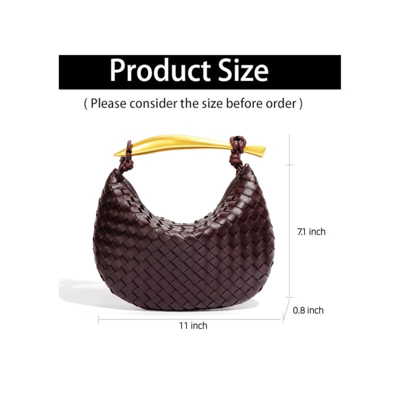 SOLARAE Woven Leather Handbags for Women Fashion Designer Clutch Purse Dumpling Bag Cute Ladies Trendy Small Hobo Bag - Image 4