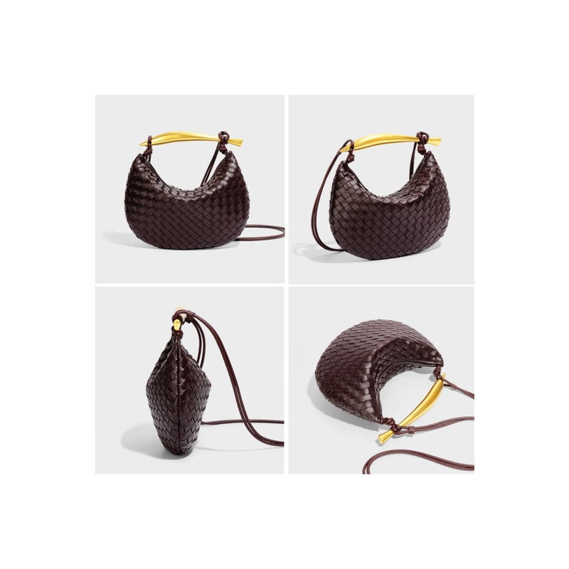 SOLARAE Woven Leather Handbags for Women Fashion Designer Clutch Purse Dumpling Bag Cute Ladies Trendy Small Hobo Bag - Image 5