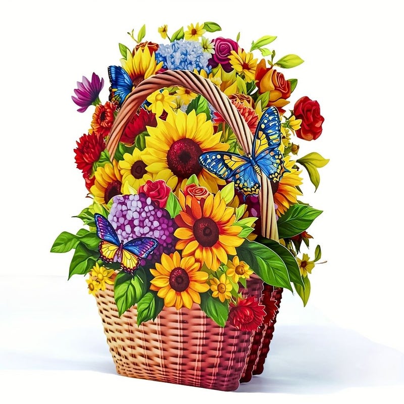 A 3D Peony Butterfly Basket Decorative Flower Arrangement for Birthday Spring Home Office Gift - Image 3