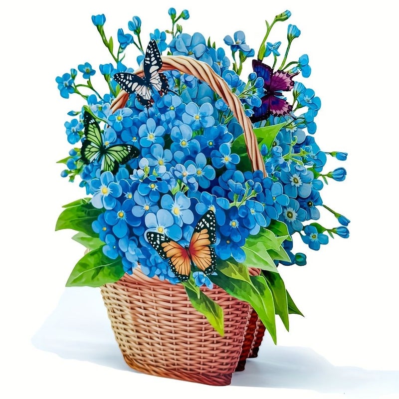A 3D Peony Butterfly Basket Decorative Flower Arrangement for Birthday Spring Home Office Gift - Image 5