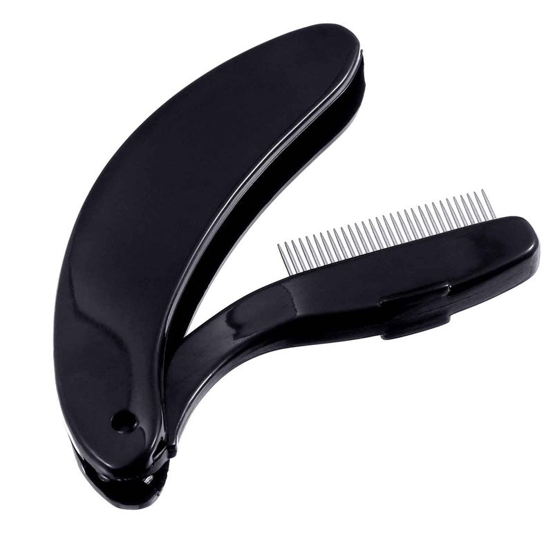 TecUnite 4 Packs Folding Eyelash Comb, Stainless Steel Teeth Eyebrow Comb Lash and Brow Makeup Brush (Black) - Image 5