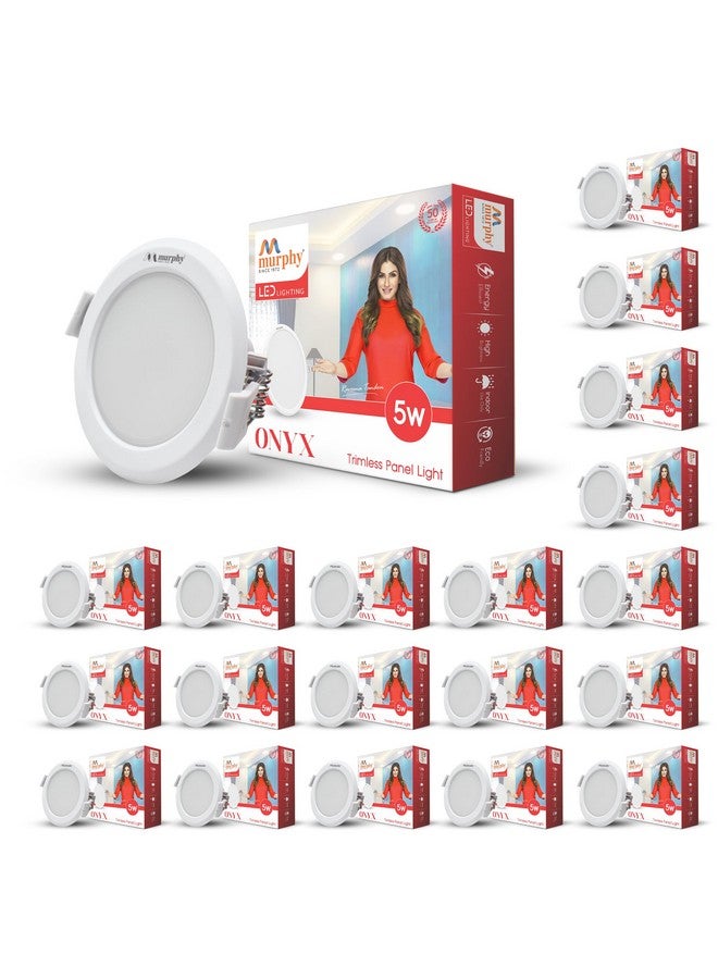 Murphy Trimless Round LED Panel Light - 5W Natural White | Glare-Free, Recessed Ceiling Downlight for Home & Commercial - Pack of 20 - Image 1