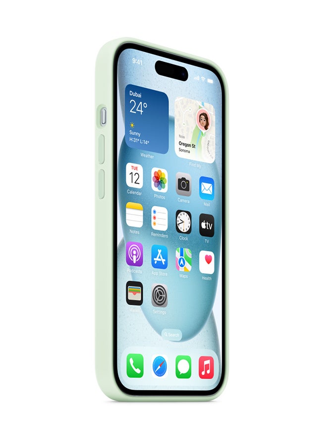 Apple iPhone 15 Silicone Case With MagSafe Soft Mint - Image 2