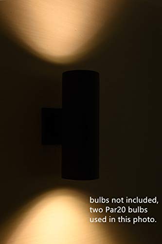 mirrea Modern Outdoor Porch Light Patio Light in 2 Lights with Aluminum Cylinder and Tempered Glass Cover Waterproof Wall Sconce 2 Pack (Matte Black) - Image 4