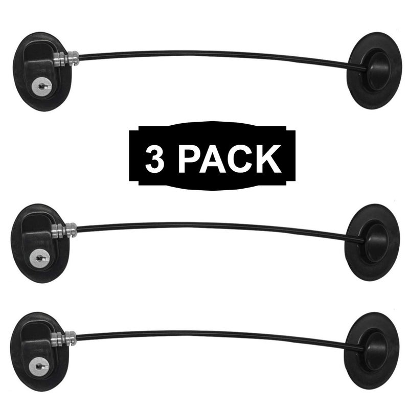REZIPO 3 Pack Black Refrigerator Door Locks with 6 Keys Key Locks for Fridge Cabinet File Drawer and More