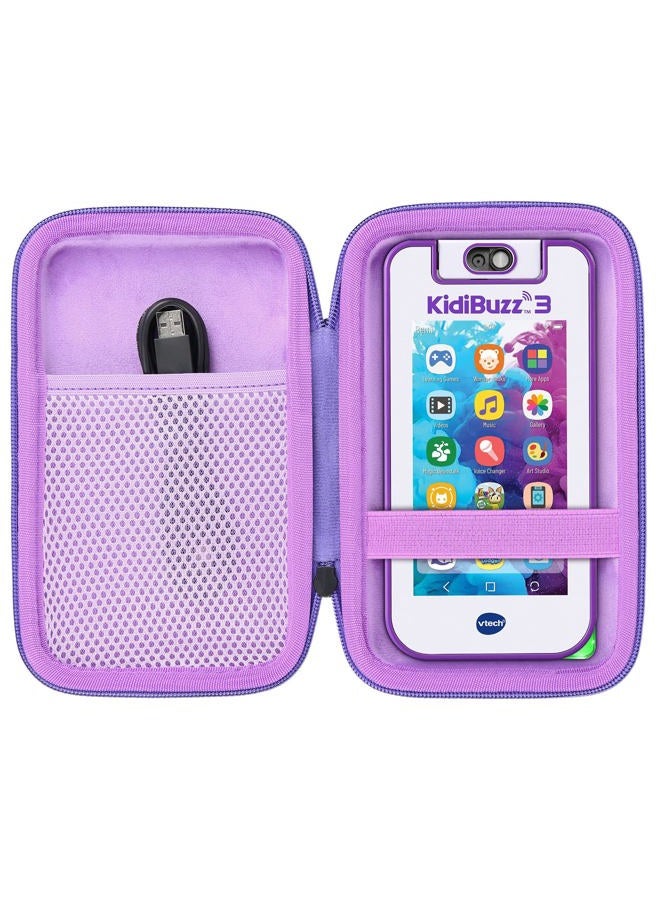 Co2Crea Hard Case Replacement for VTech KidiBuzz 3 / KidiBuzz G2 Kids' Electronics Smart Device KidiConnect (Black Case + Inside Purple) - Image 1