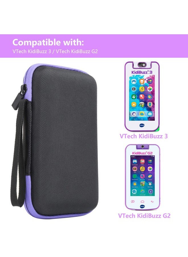 Co2Crea Hard Case Replacement for VTech KidiBuzz 3 / KidiBuzz G2 Kids' Electronics Smart Device KidiConnect (Black Case + Inside Purple) - Image 2