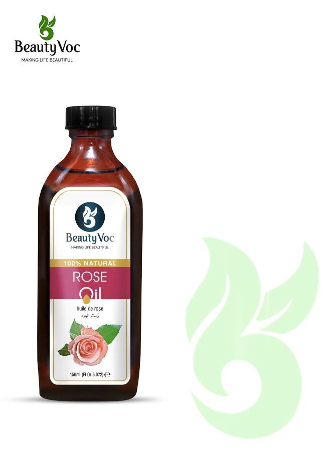 BEAUTY VOC Rose Oil Enriched with Antioxidants and Vitamins, Intensely Hydrates, Nourishes, and Rejuvenates Skin for a Radiant Complexion, 150ml  - Image 1