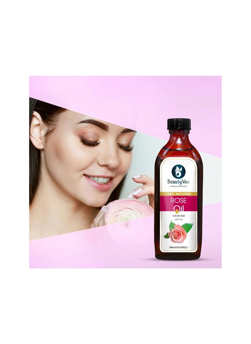 BEAUTY VOC Rose Oil Enriched with Antioxidants and Vitamins, Intensely Hydrates, Nourishes, and Rejuvenates Skin for a Radiant Complexion, 150ml  - Image 2
