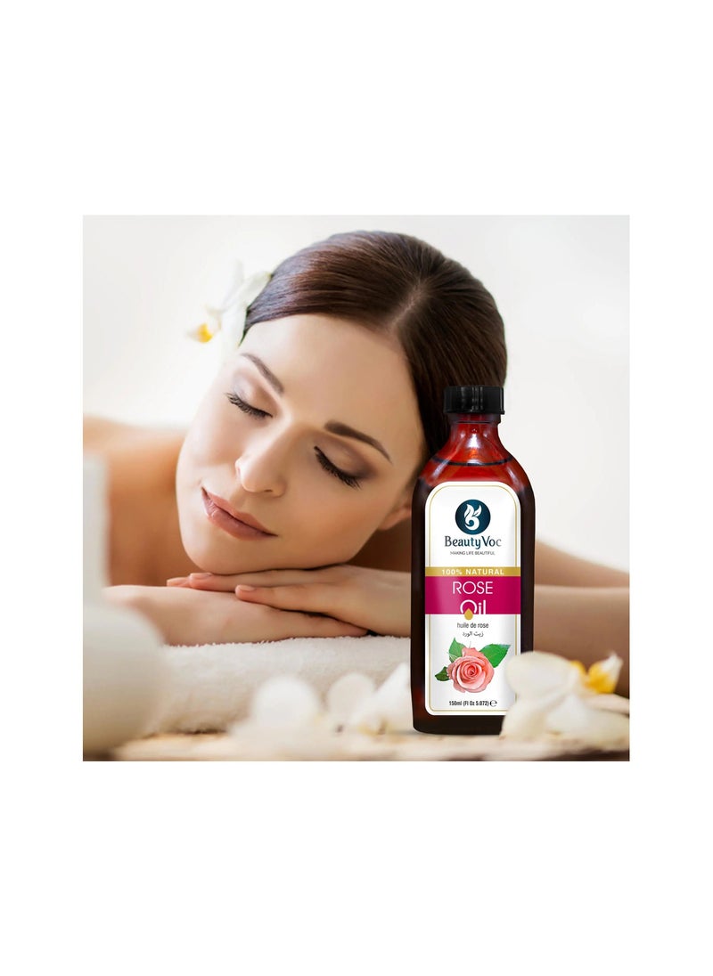 BEAUTY VOC Rose Oil Enriched with Antioxidants and Vitamins, Intensely Hydrates, Nourishes, and Rejuvenates Skin for a Radiant Complexion, 150ml  - Image 3